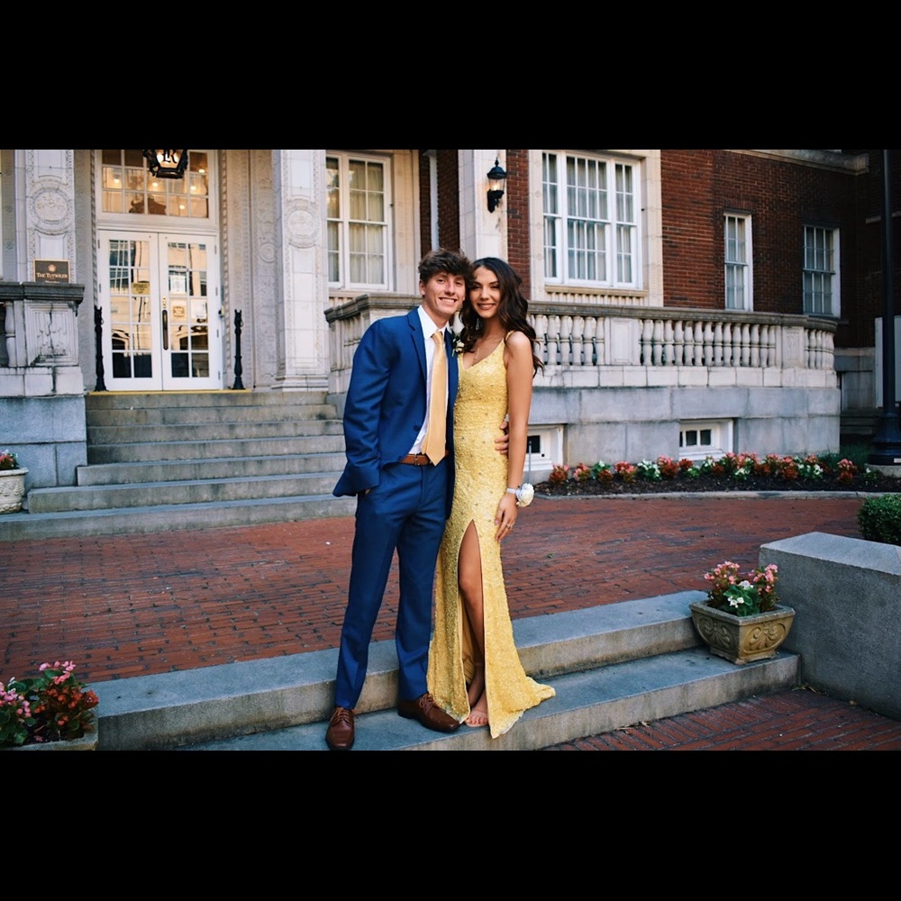 Sherri Hill Yellow Sequin Prom Dress